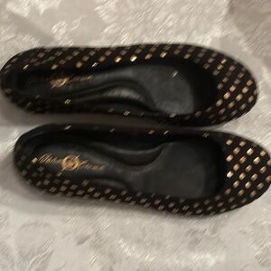 Black with gold dots ballet flats
